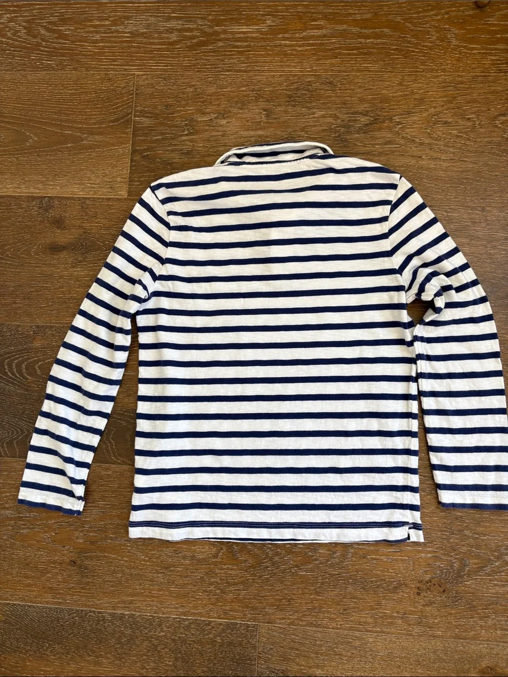 GAP Kids Navy Off-White Striped Long Sleeve Jersey Polo M 8 EUC 497429